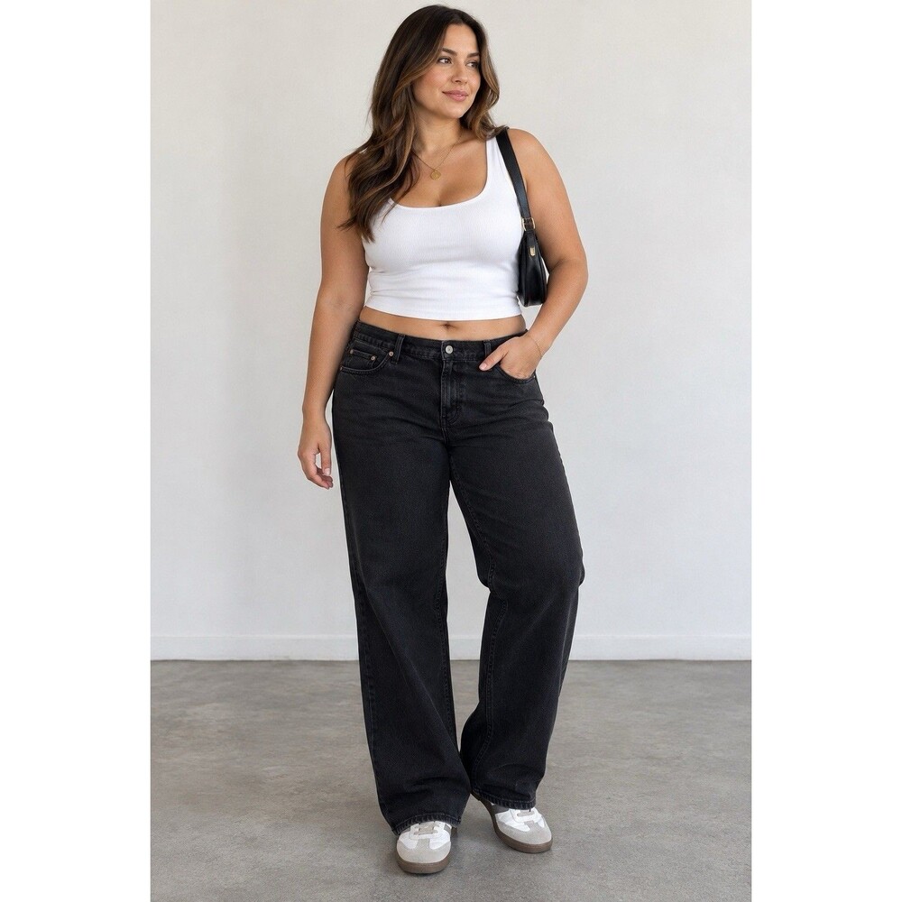 Abercrombie Curve Love The Baggy Low Rise Black Jeans Women Size 33 16R